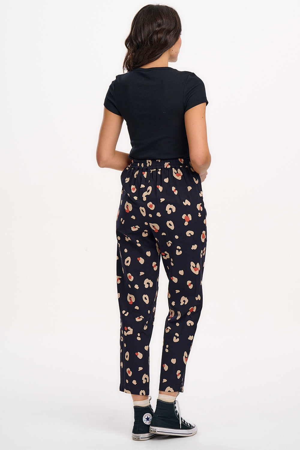 Romney Trousers - Black & Tan, Leopard Print