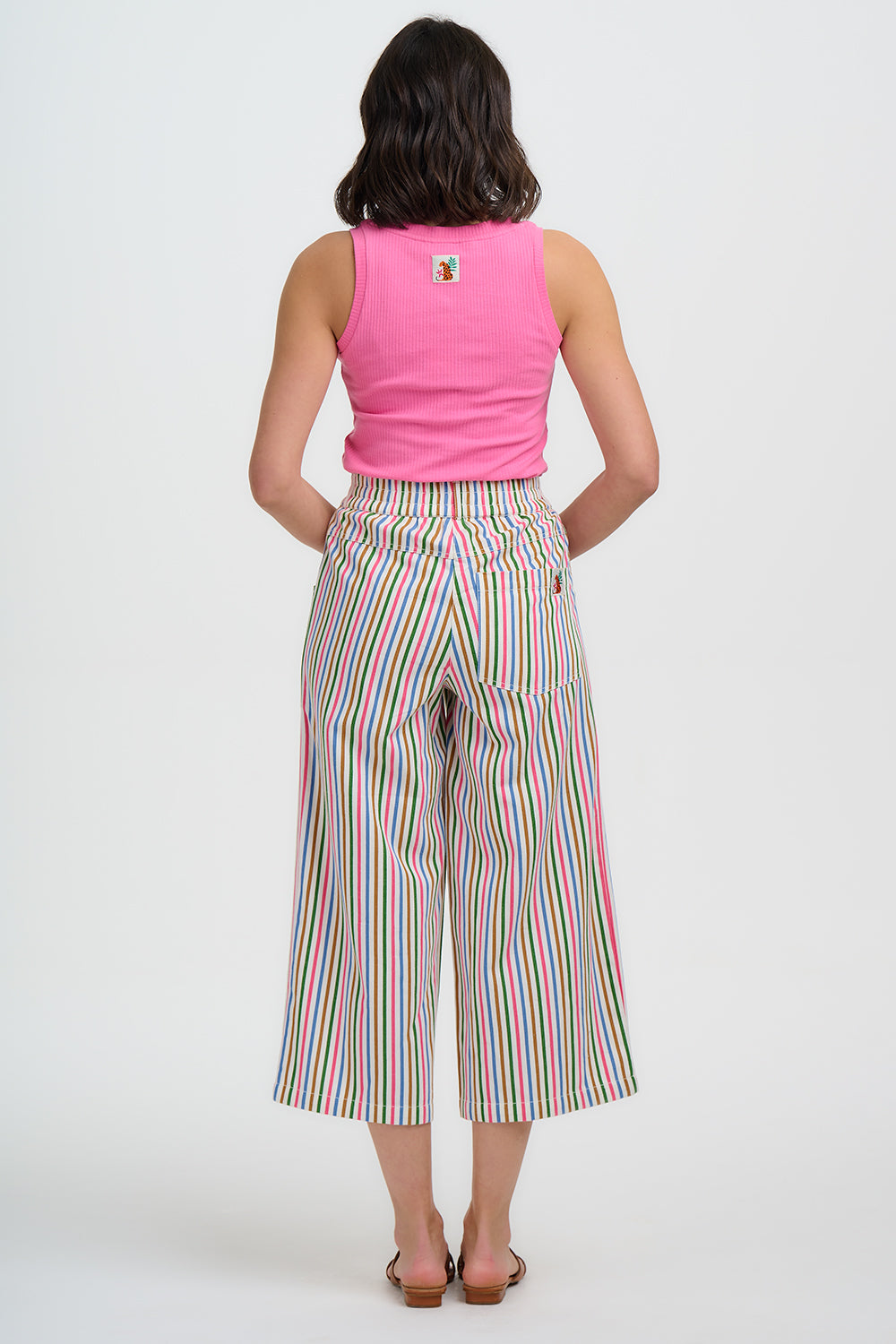 Charlene Cropped Trousers - Multi, Colourful Canvas Stripe