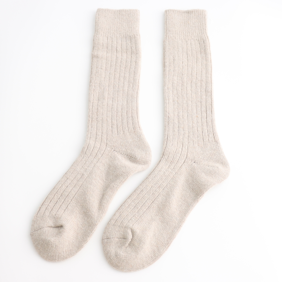 Winter Socks - Rib Knit Wool Oatmeal