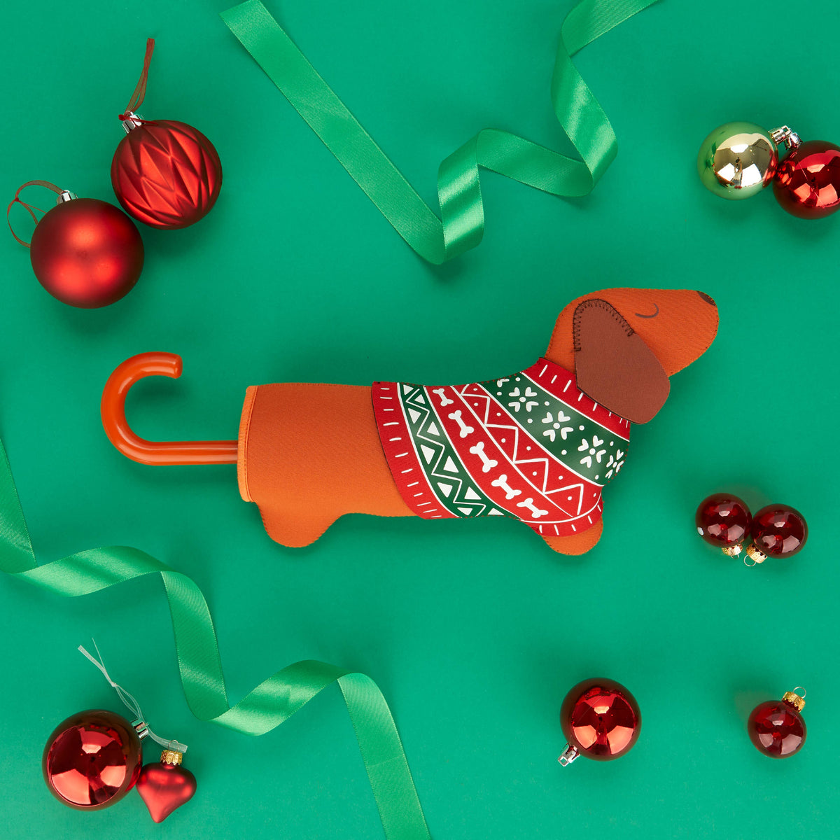 Umbrella - Festive Dachshund Brown