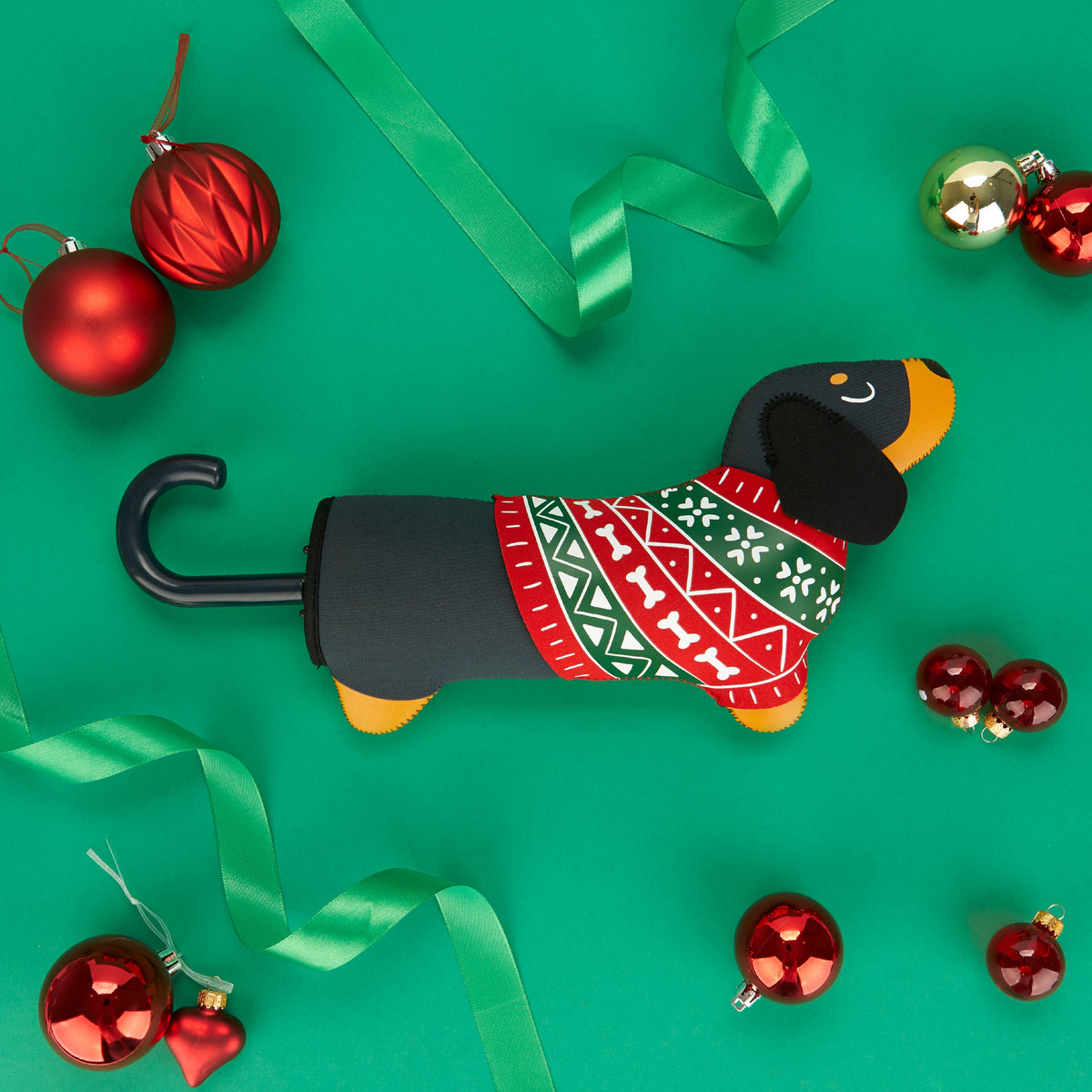 Umbrella - Festive Dachshund Black