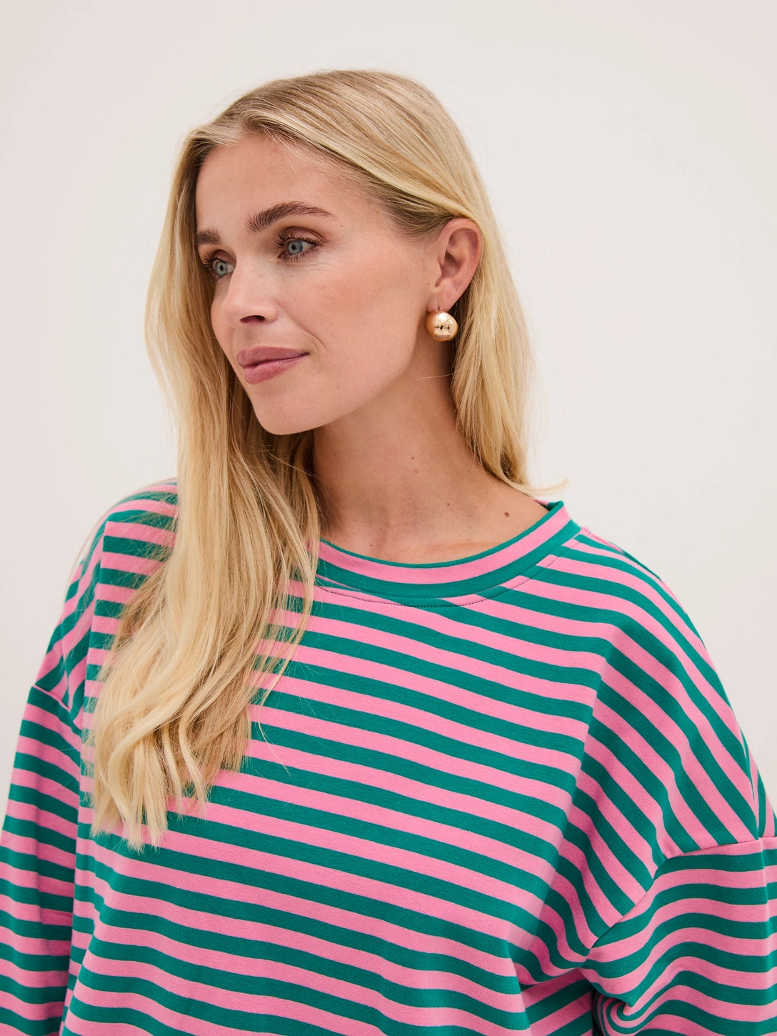 Zara Stripe Super Soft Lightweight Sweatshirt - Pink and Green