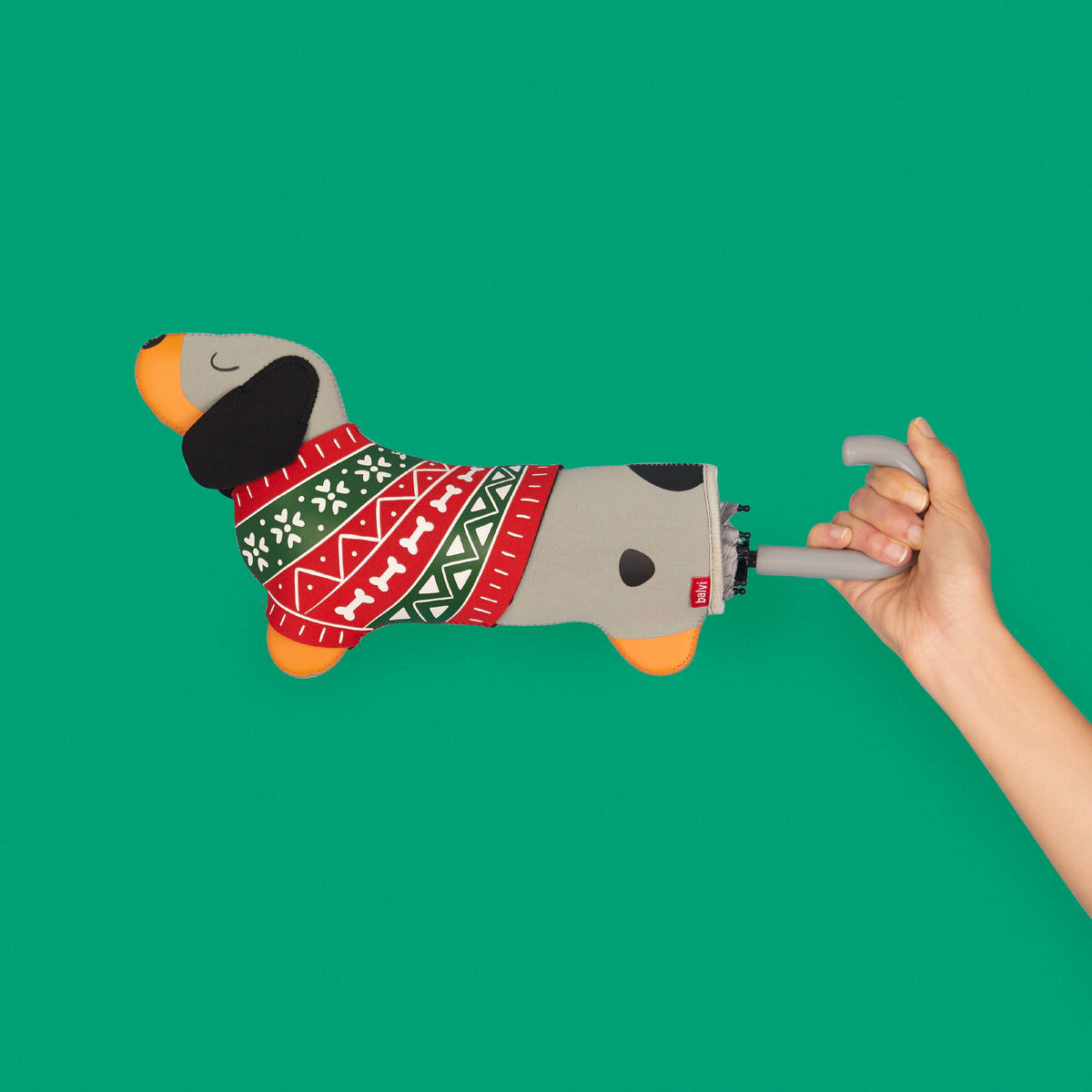 Umbrella - Festive Dachshund Grey