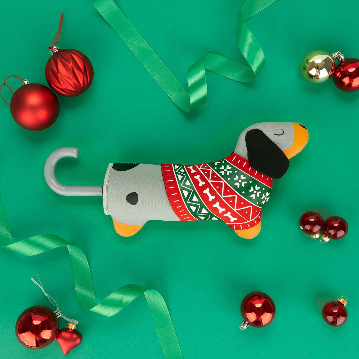 Umbrella - Festive Dachshund Grey