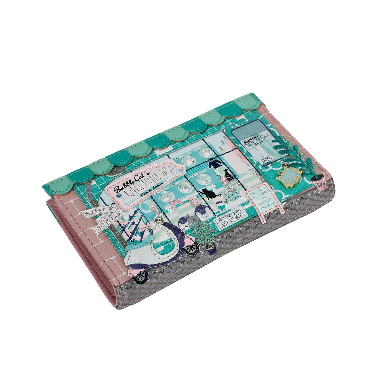 Bubble Cats Laundromat Compact Folding Wallet