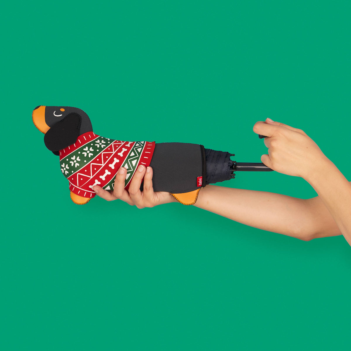 Umbrella - Festive Dachshund Black