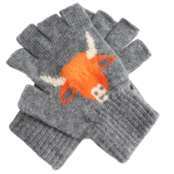 Highland Cow Fingerless Gloves