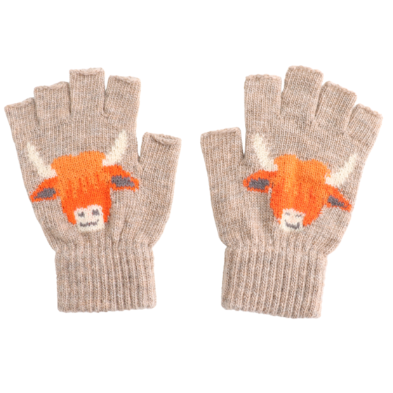 Highland Cow Fingerless Gloves