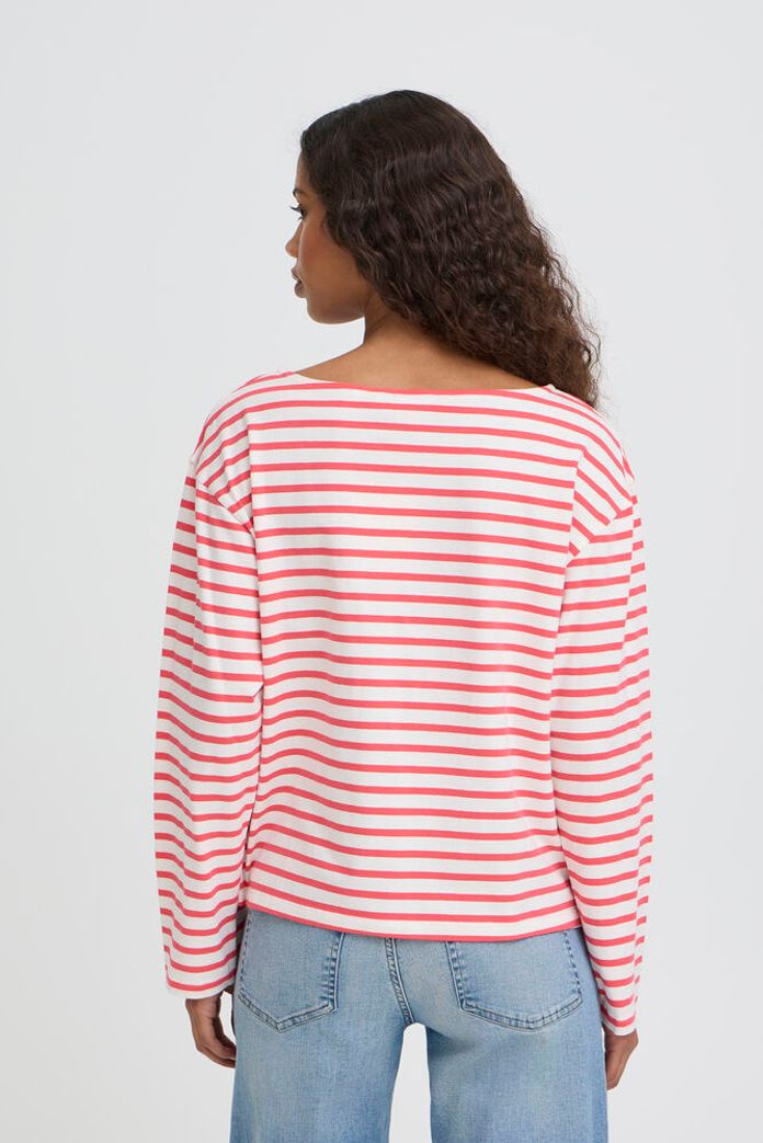 Ihmira Boatneck Top - Long Sleeve Teaberry Stripe