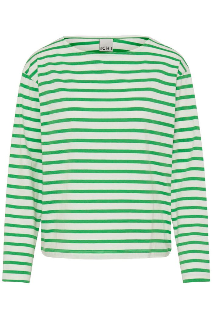 Ihmira Boatneck Top - Long Sleeve Kelly Green Stripe