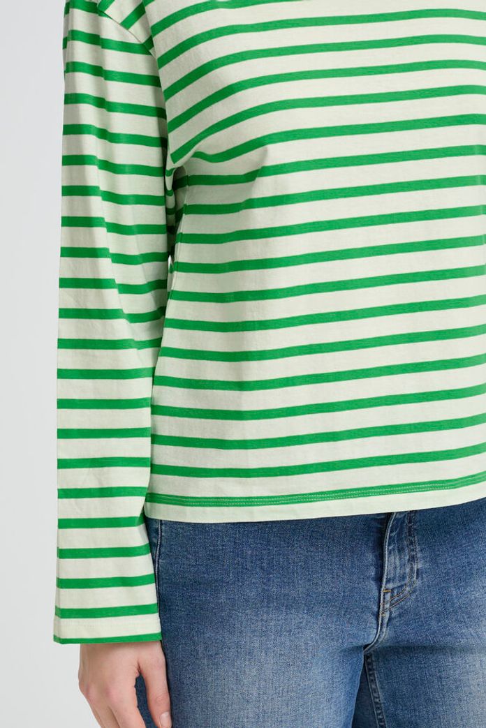 Ihmira Boatneck Top - Long Sleeve Kelly Green Stripe