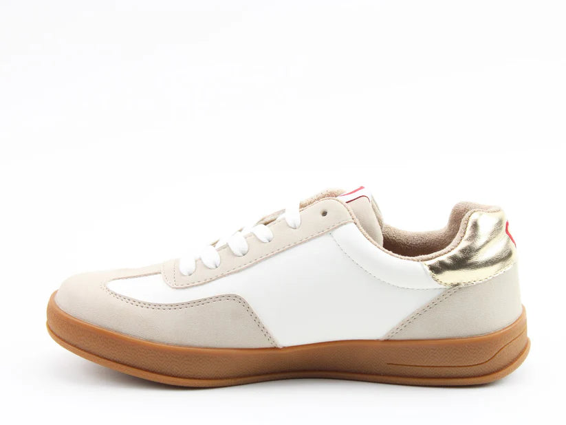 Madison Trainers - Taupe/White/Gold