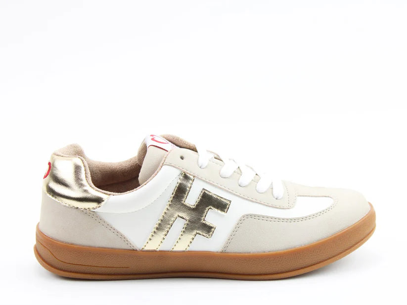 Madison Trainers - Taupe/White/Gold