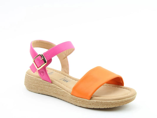 Sara Sandals - Orange/Fuchsia