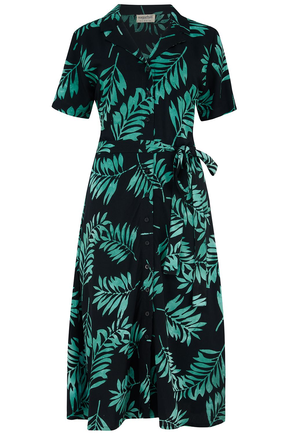 Fiona Batik Midi Shirt Dress - Black/Green, Grand Palm