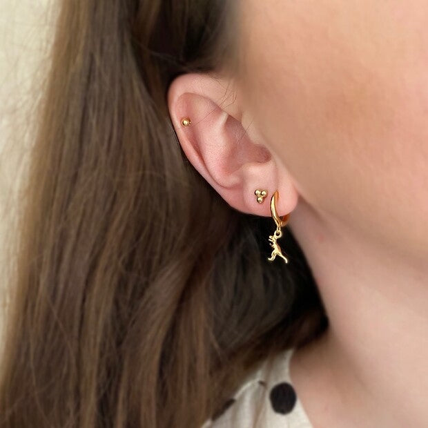 T-Rex Dinosaur Huggie Hoop Earrings in Gold - Lisa Angel