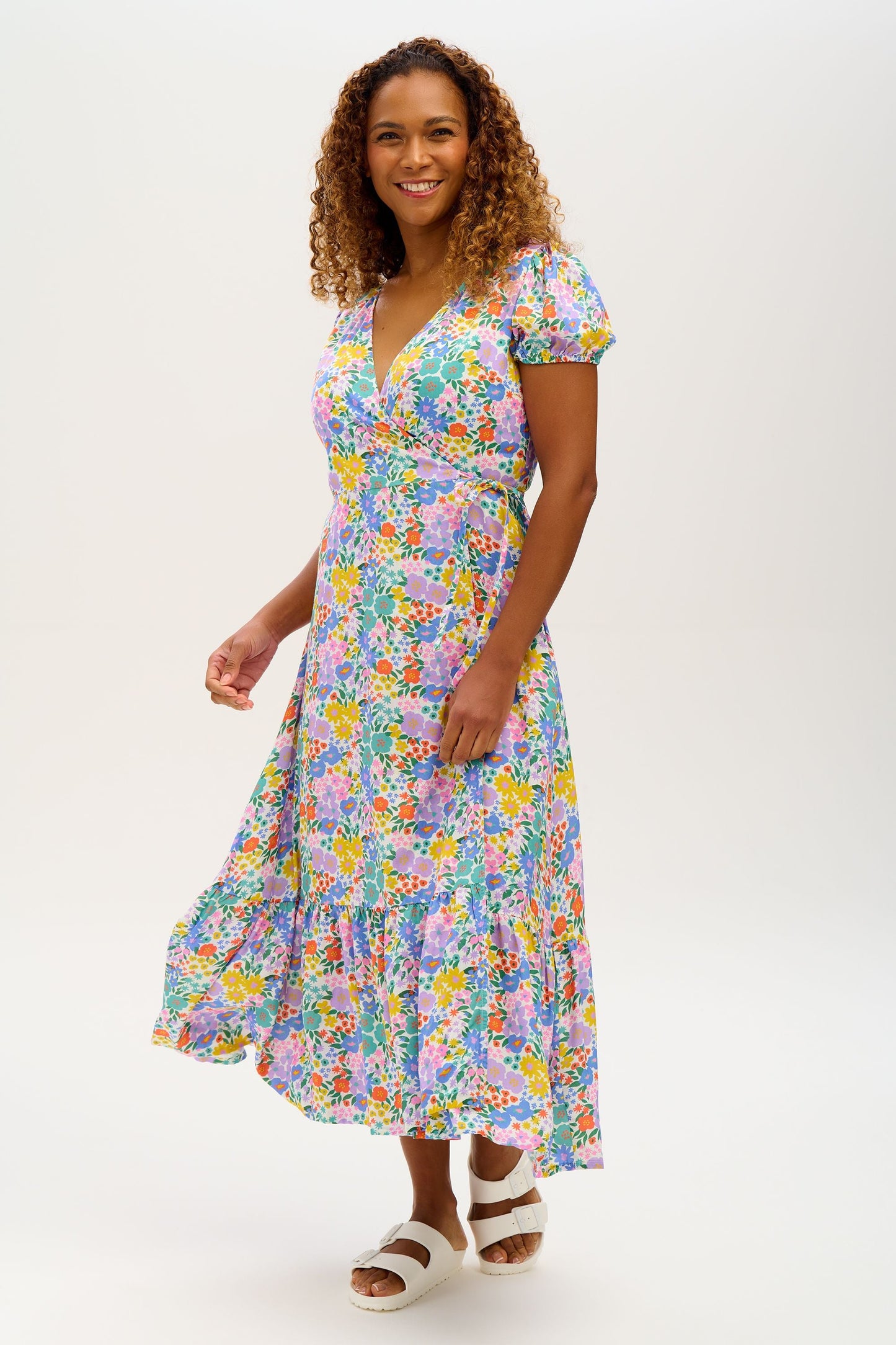 *Jameela Midi Wrap Dress - Multi, Busy Floral*