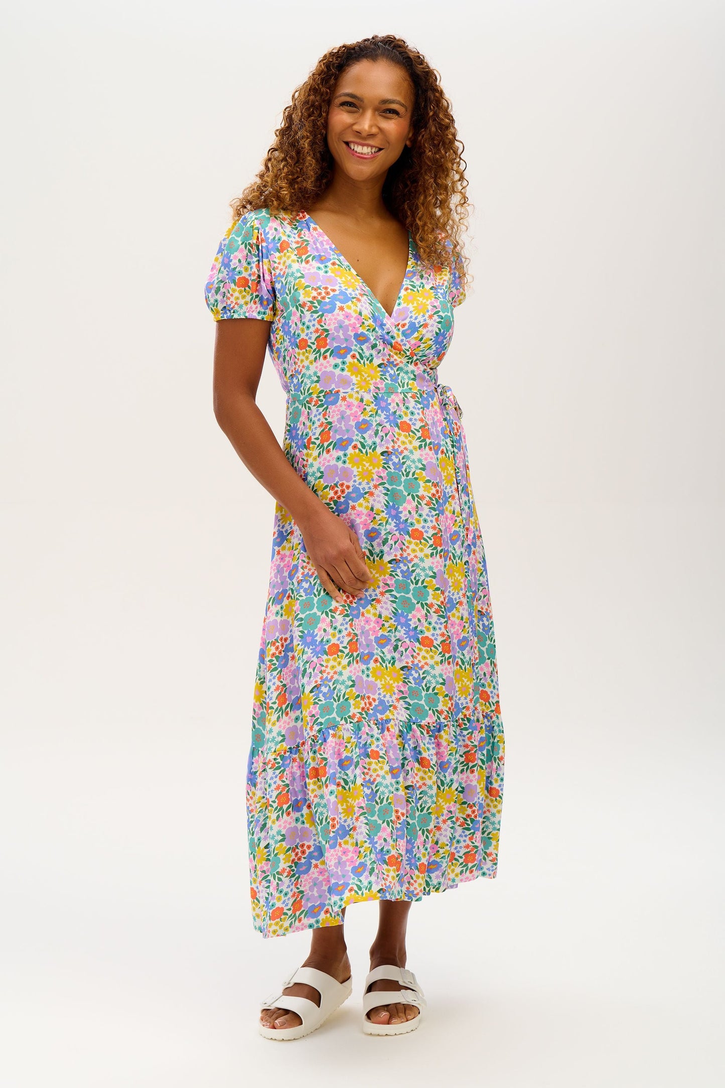 *Jameela Midi Wrap Dress - Multi, Busy Floral*