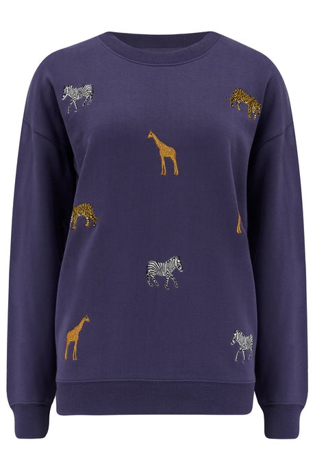 Noah Sweatshirt - Washed Navy, Safari Embroidery