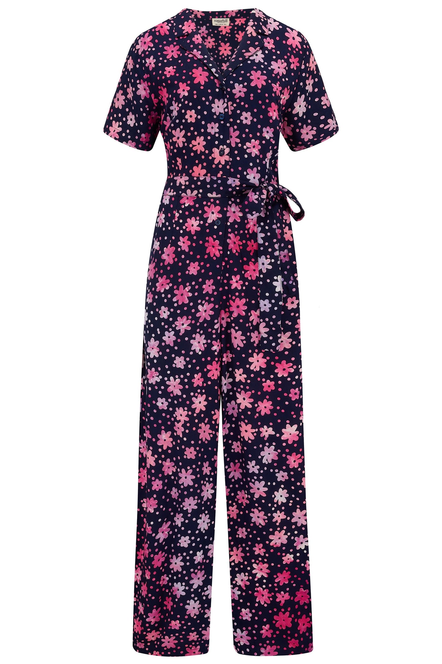 *Odeliah Batik Jumpsuit - Navy/Pink, Flower Power*